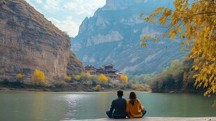 秋日山谷的宁静时刻