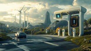 未来可持续能源充电站