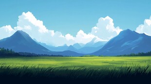 碧空下的山谷草原