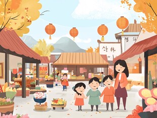 秋日里的小镇市场