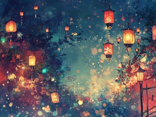 夜幕下的灯笼之舞