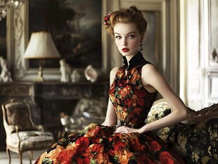 复古风格的女性肖像画