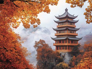 秋日里的古韵阁