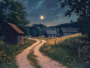 乡村小径上的月夜