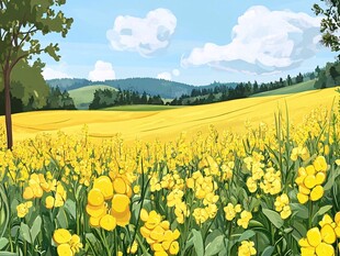 油菜花田风景画