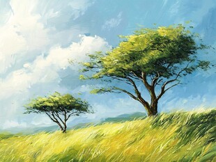 蓝天下的两棵树