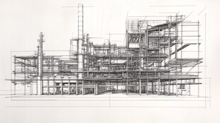 工业建筑手绘图