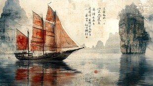 古风帆船画
