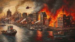 城市大火中的英雄救援