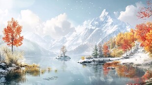 秋日湖光山色
