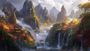 秋日山水画