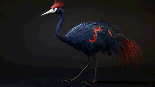 神秘蓝鹤 冠羽红亮 优雅站立