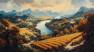 秋日山谷风景画