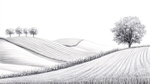 起伏的山丘与树木