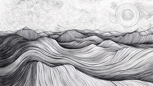 抽象线条风景画