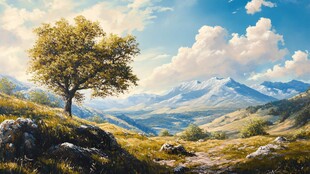 山谷中的孤独树