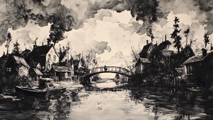 烟雨蒙蒙的乡村风景