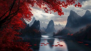 秋日山水画
