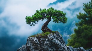 山巅之上的盆景