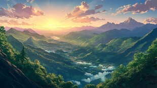 山谷的日落