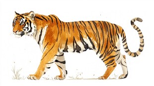 老虎水彩画