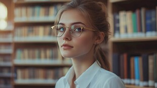 图书馆里的年轻女士