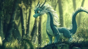 神秘森林中的蓝龙