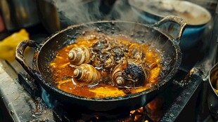 街头烹饪的热烈氛围