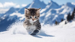 雪地小猫的滑雪冒险