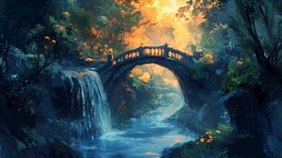 森林中的迷人小桥