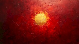 红色太阳抽象画