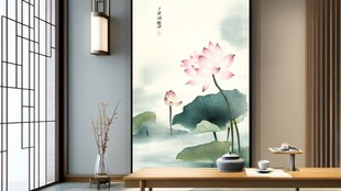 新中式荷花艺术画