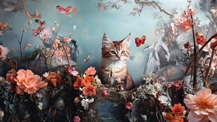 猫咪在花海中的神秘旅程