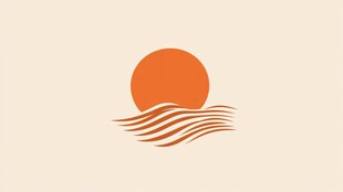 日出海浪抽象画