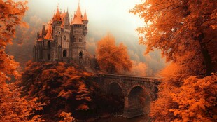 秋日城堡的迷人景色