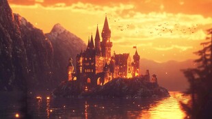 夕阳下的神秘城堡