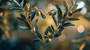 橄榄枝编织的心形