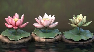 三朵盛开的莲花