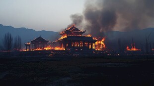 山区传统建筑遭遇火灾