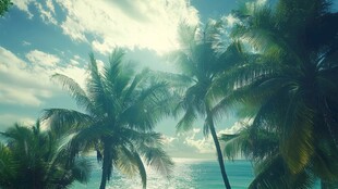 棕榈树下的海滩