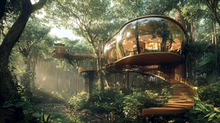 丛林中的现代树屋