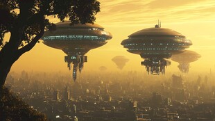 城市上空的飞碟