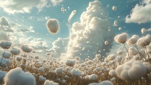 蓬松的棉花云朵天空
