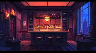 黄昏时分的酒吧
