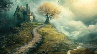 云雾缭绕的山间小屋