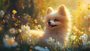 阳光下的花园小狗