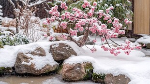 冬日里的小型日本花园