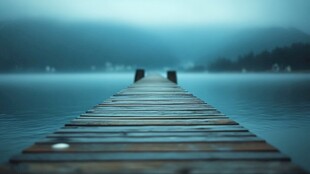 雾蒙蒙的木栈道