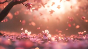 樱花飘落 阳光温柔