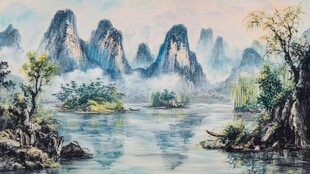 山水画中的宁静风景